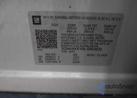 2020 Chevrolet Equinox Fwd Lt 1.5L Turbo from USA, damaged, VIN 3GNAXKEV8LS663031